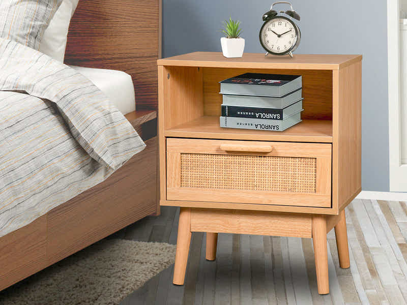 Naturlig Double Storage Bedside Table
