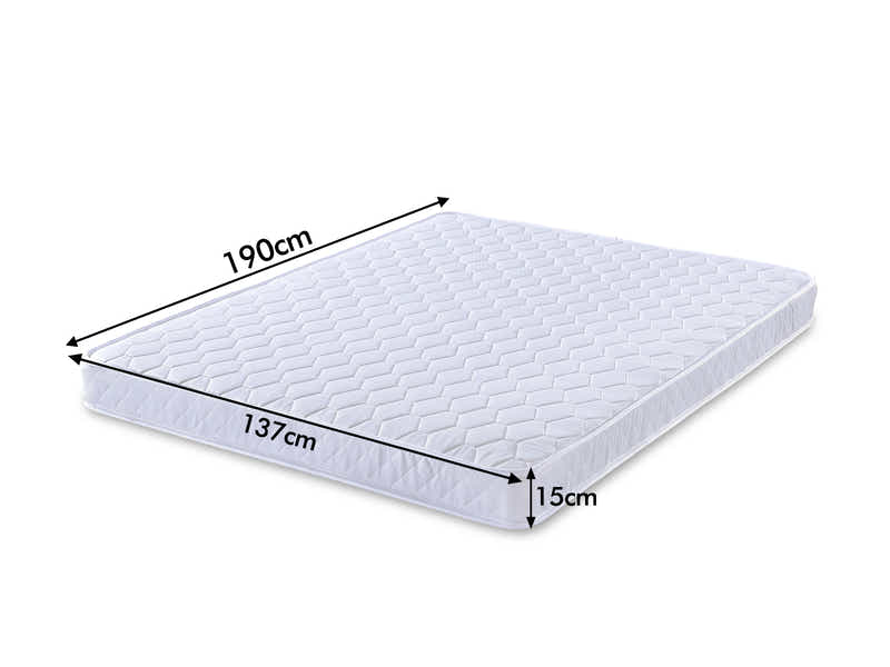 Sovo White Bed with Bonnell Mattress Combo - Double