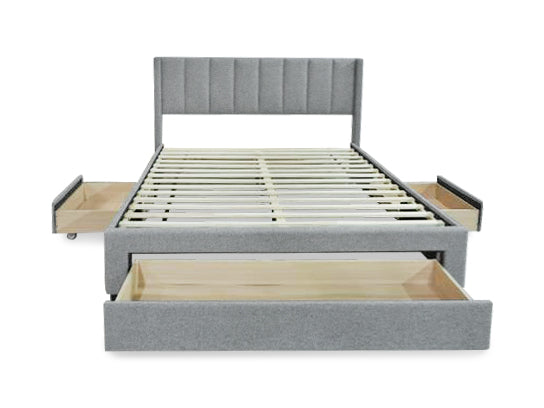 Coronado Queen Bed With Drawers - Light Grey