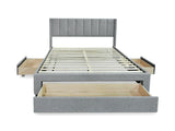 Coronado Queen Bed With Drawers - Light Grey