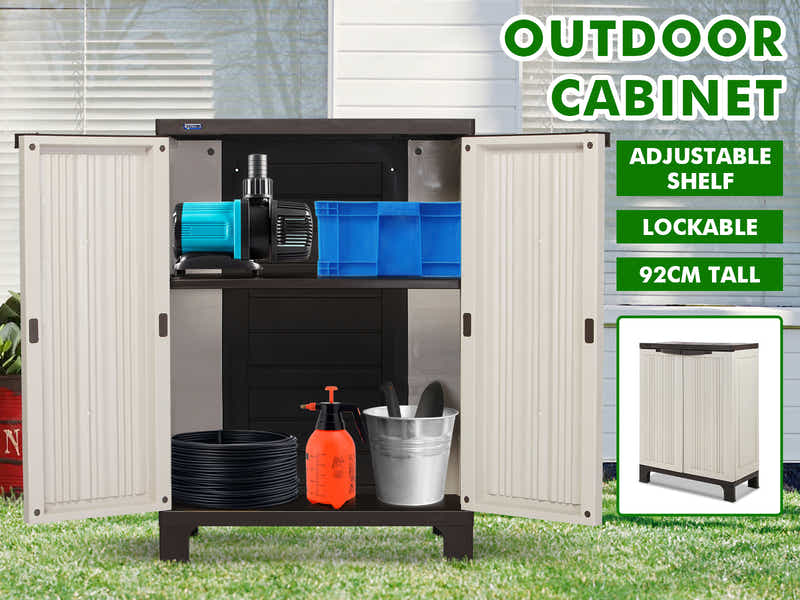 Half-Height Outdoor Storage Cabinet - Cream