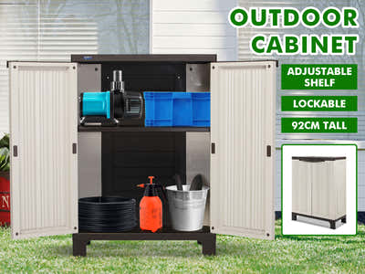 Half-Height Outdoor Storage Cabinet - Cream