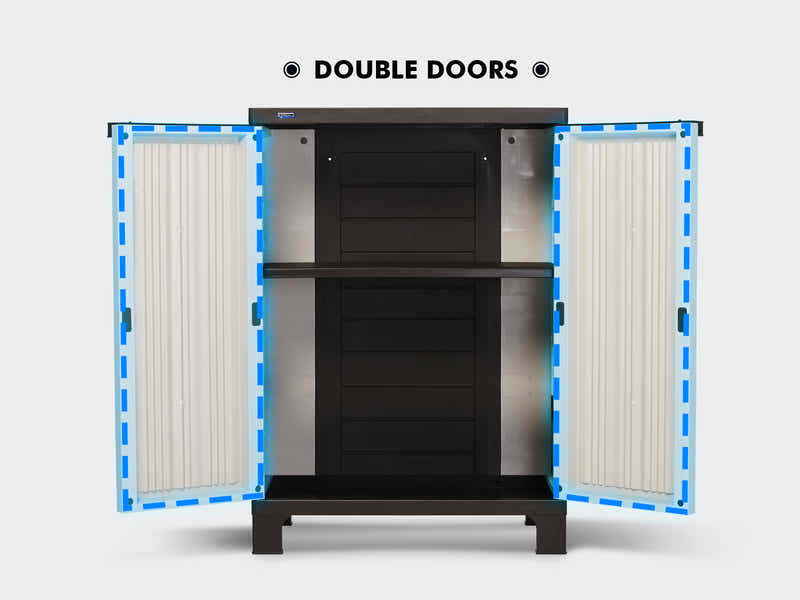 Half-Height Outdoor Storage Cabinet - Cream