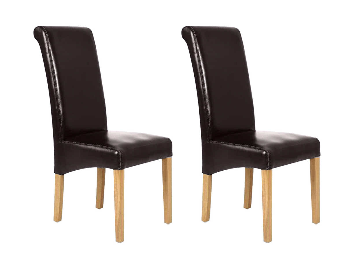 Grey Marble Look Dining Table - 160 cm & Giesle PU Dining Chair Dark Brown x6