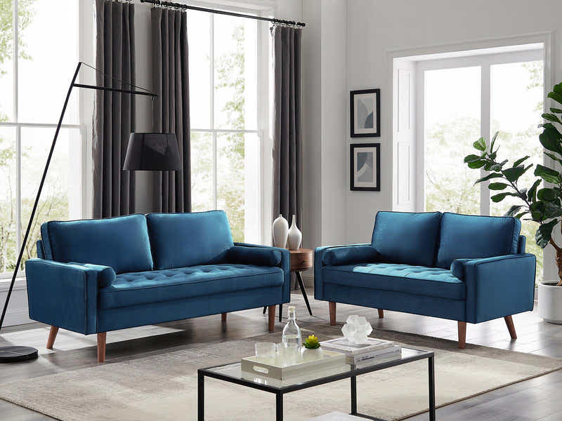 Gyllene Velvet Sofa Set - Blue