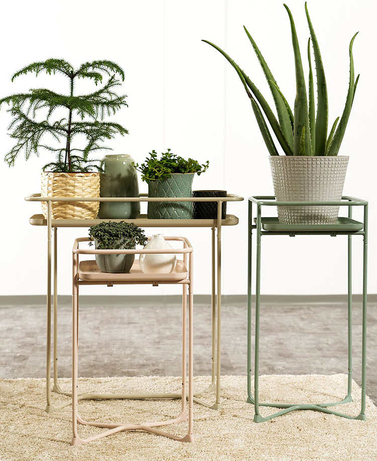 DS BS Modern Loft Metal Side Table Flower Stand Rectangle-White
