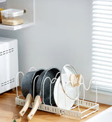 DS BS Adjustable Pot Lid Organizer Dividers Rack 7 Grid-White