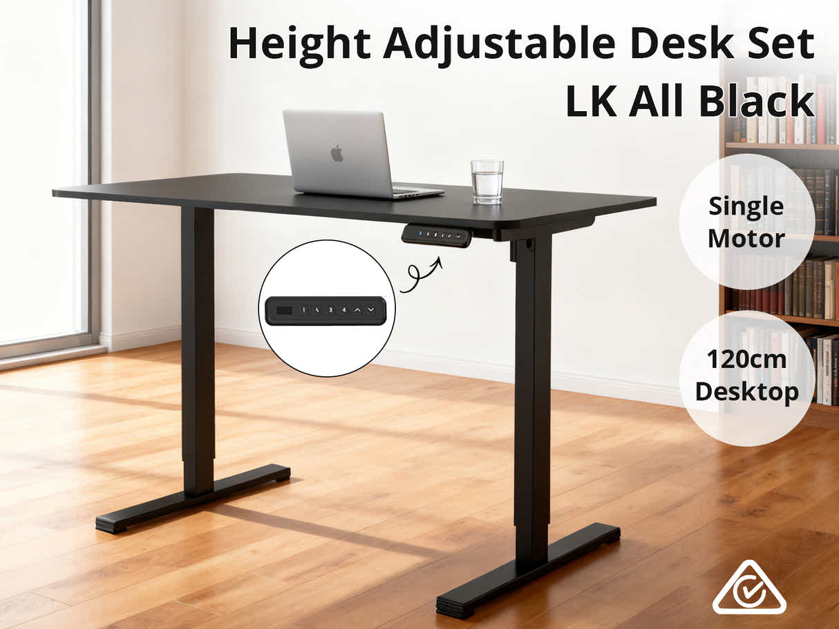 Height Adjustable Desk Set - Black