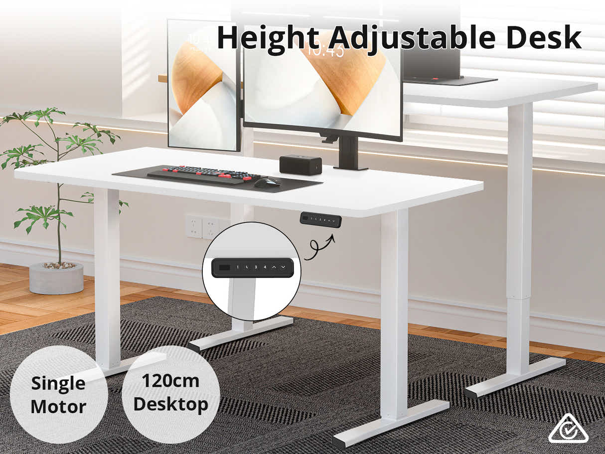 Height Adjustable Desk Set LK All White