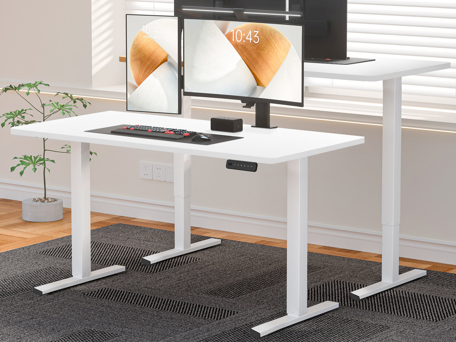 Height Adjustable Desk Set LK All White