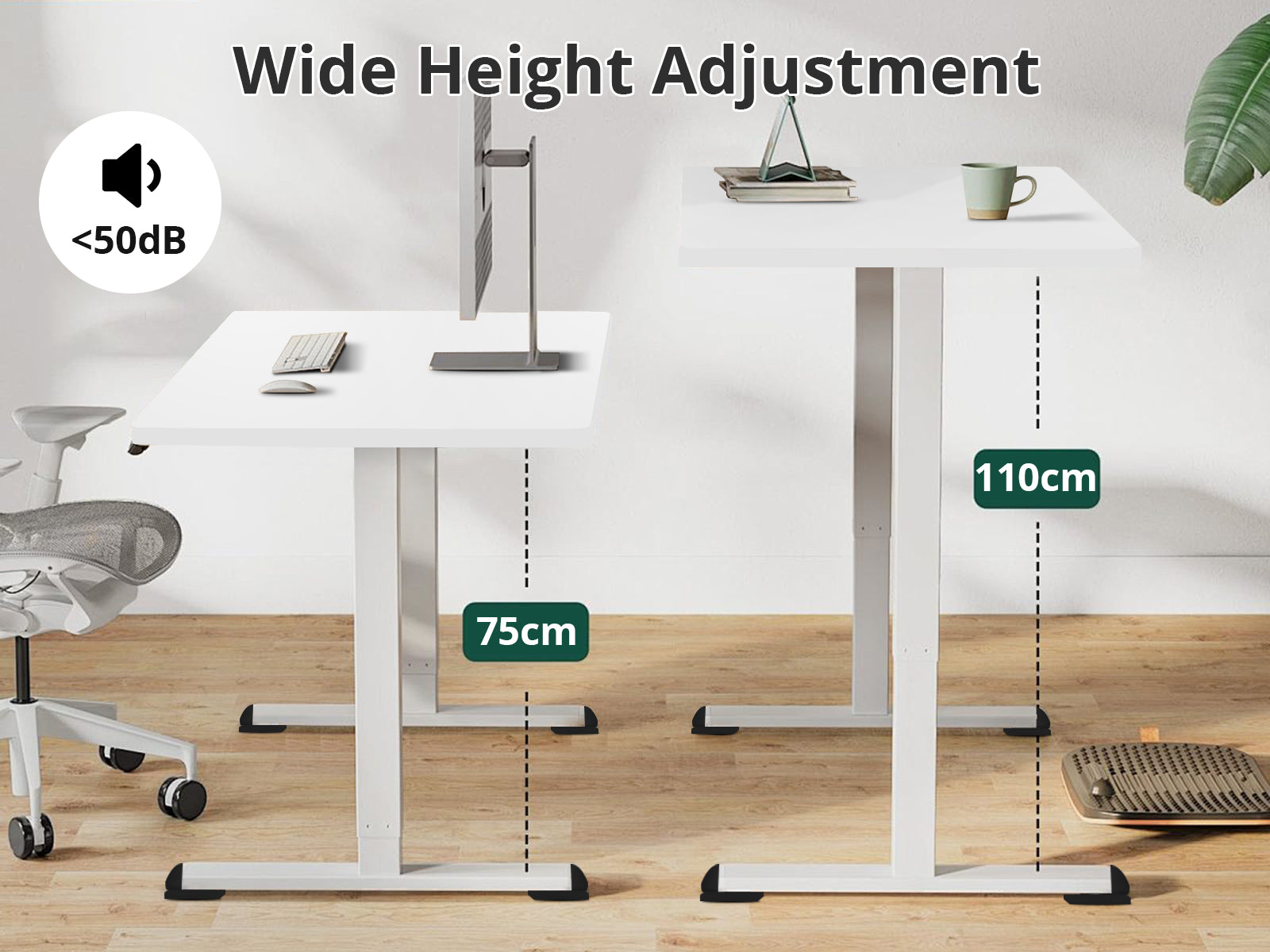 Height Adjustable Desk Set LK All White