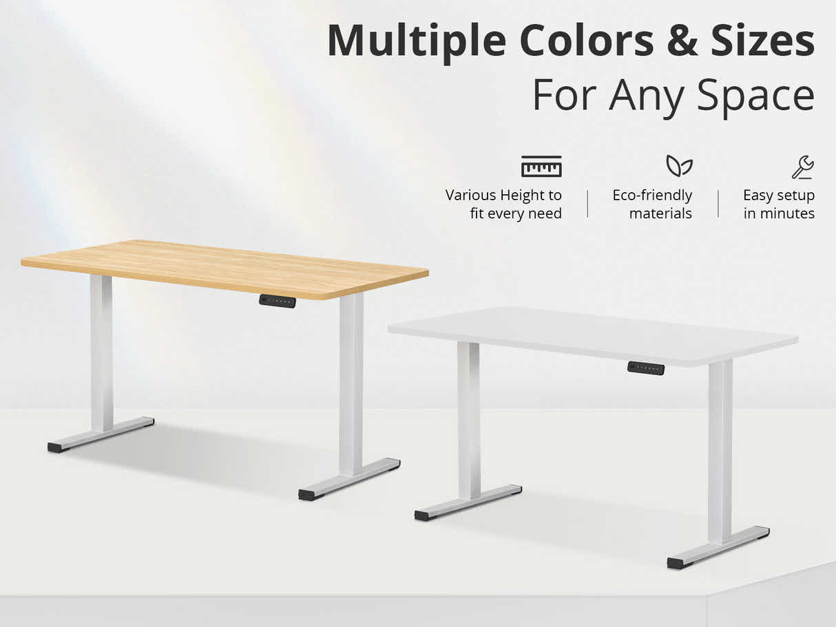 Height Adjustable Desk Set - Oak & White