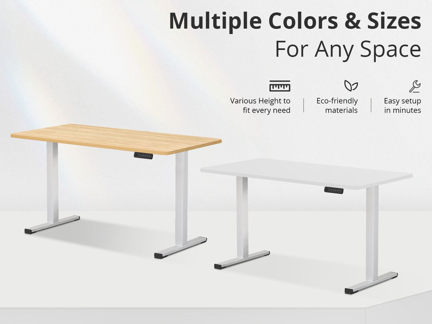 DS Height Adjustable Desk Set LK Oak