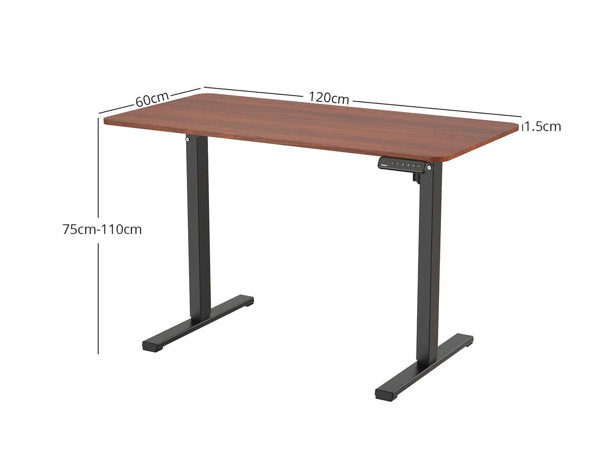 Height Adjustable Desk Set - Walnut & Black