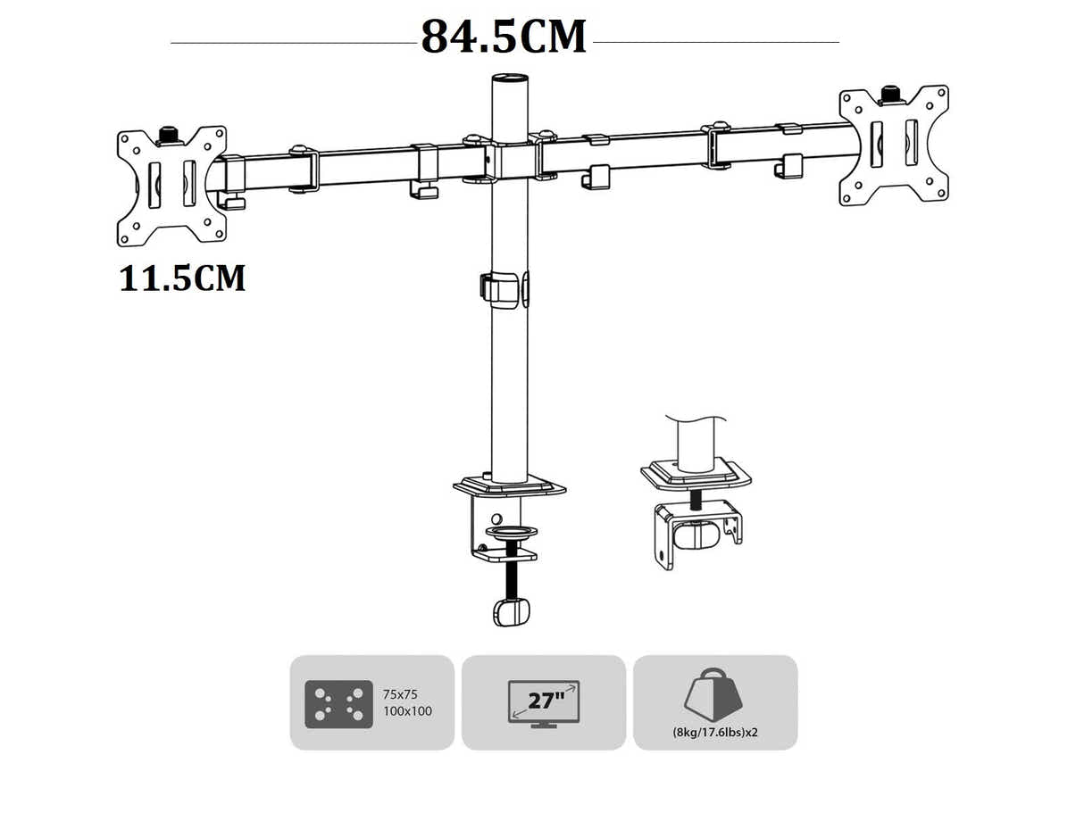 DS Monitor Stand Dual Arm 24P