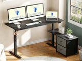 DS Xclusive Height Adjustable Desk 160x70 With Side Cabient Shelf
