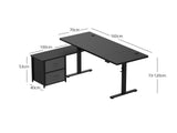 DS Xclusive Height Adjustable Desk 160x70 With Side Cabient Shelf
