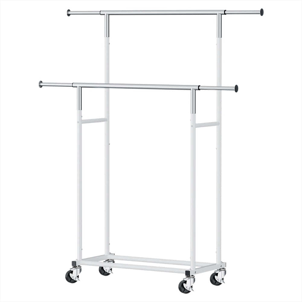 DS NA Artiss Clothes Rack Double Rod Airer Rail Coat Stand Adjustable Hanger Sw