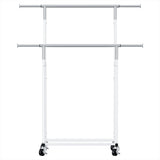DS NA Artiss Clothes Rack Double Rod Airer Rail Coat Stand Adjustable Hanger Sw