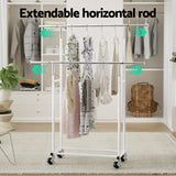 DS NA Artiss Clothes Rack Double Rod Airer Rail Coat Stand Adjustable Hanger Sw