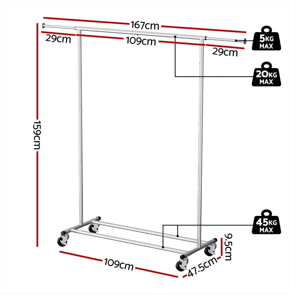 DS NA Artiss Clothes Rack Airer Rail Coat Stand Adjustable Hanger