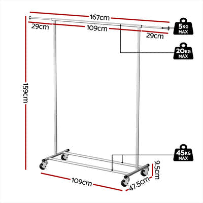 DS NA Artiss Clothes Rack Airer Rail Coat Stand Adjustable Hanger