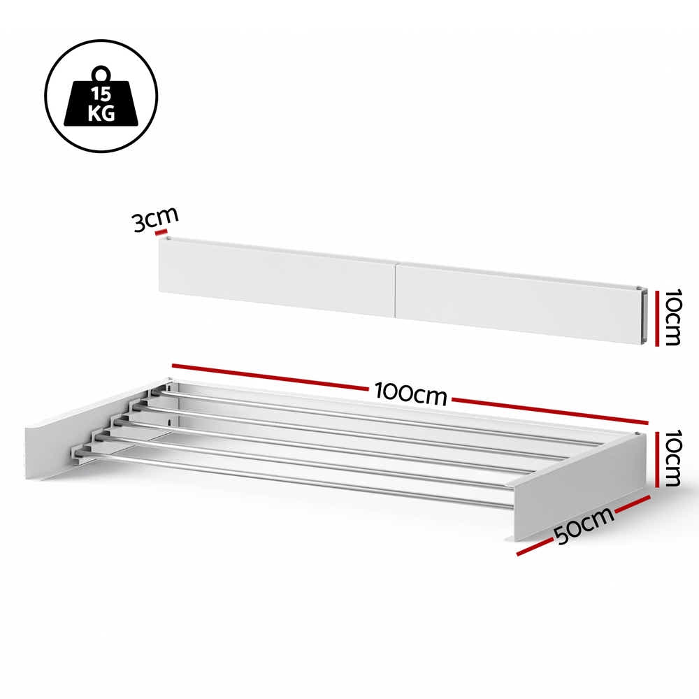 DS NA Artiss Clothes Rack Wall Mounted Airer Foldable White