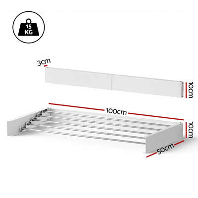 DS NA Artiss Clothes Rack Wall Mounted Airer Foldable White