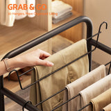 Artiss Pants Trolley Mobile Clothes Rack Stand with 30 Hangers Wheels