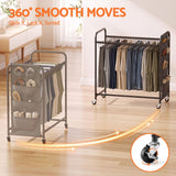 Artiss Pants Trolley Mobile Clothes Rack Stand with 30 Hangers Wheels