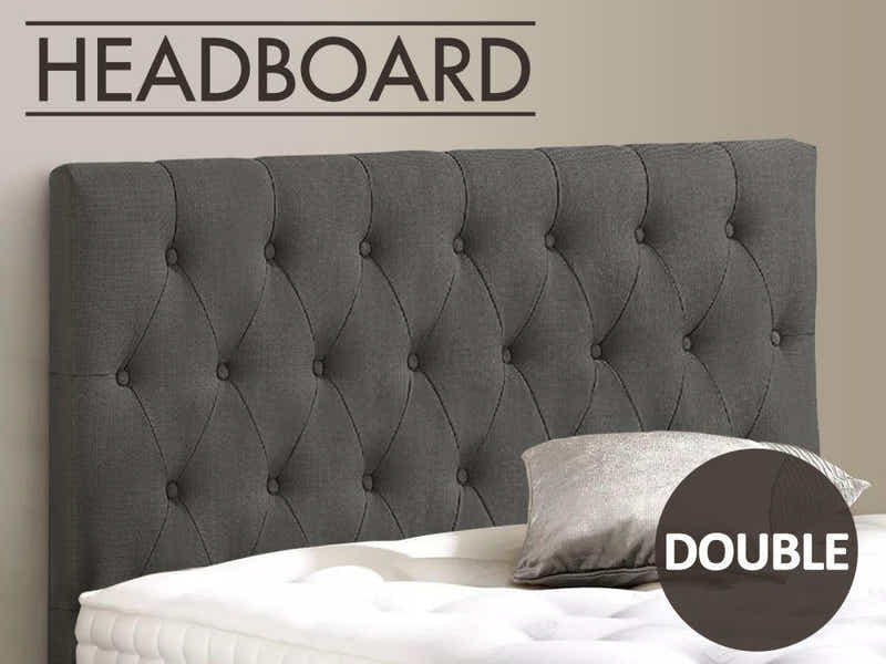 Rakel Fabric Headboard Grey - Double