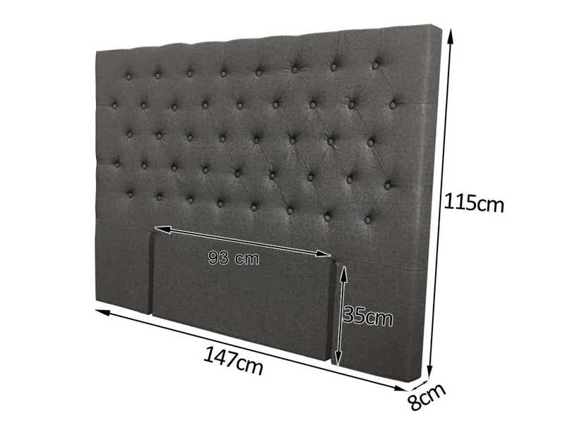 Rakel Fabric Headboard Grey - Double