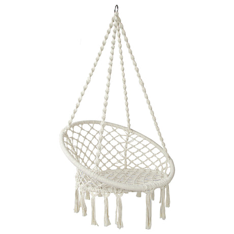 DS NA Gardeon Hammock Chair Outdoor Hanging Macrame Cotton Indoor Cream