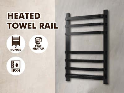 Black 7-Bar Heated Towel Rail