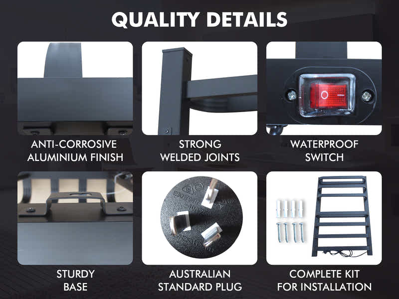 Black 7-Bar Heated Towel Rail