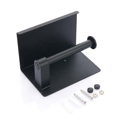 DS BS Stainless Steel Toilet Paper Roll Holder with Shelf-Black