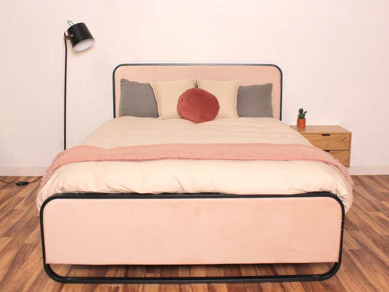 Haisla Velvet Bed Frame Cream - Queen