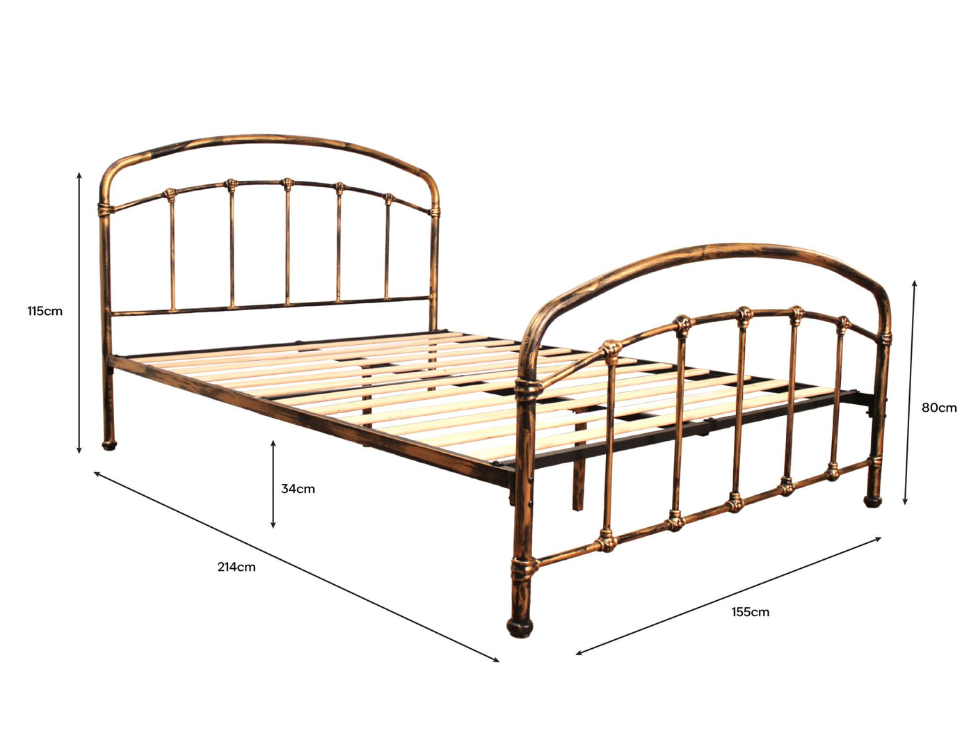 Hartley Metal Queen Bed Frame - Brass