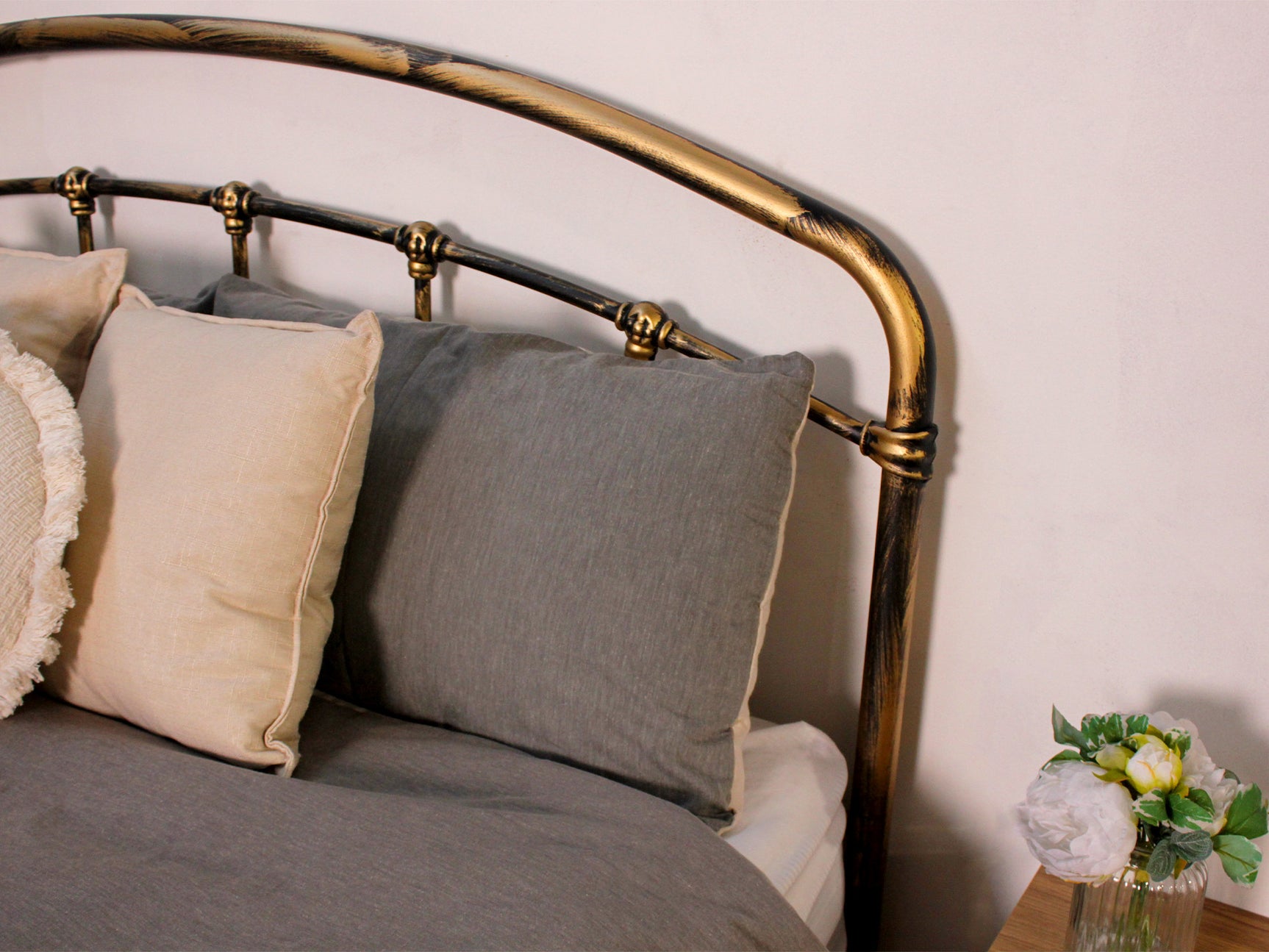 Hartley Metal Bed Frame Brass - Queen