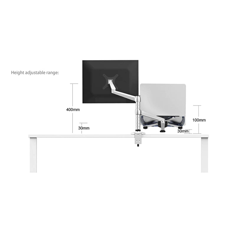 DS BS 2-in-1 Adjustable Dual Arm Desk Mounts Stand Holder Monitor and Laptop