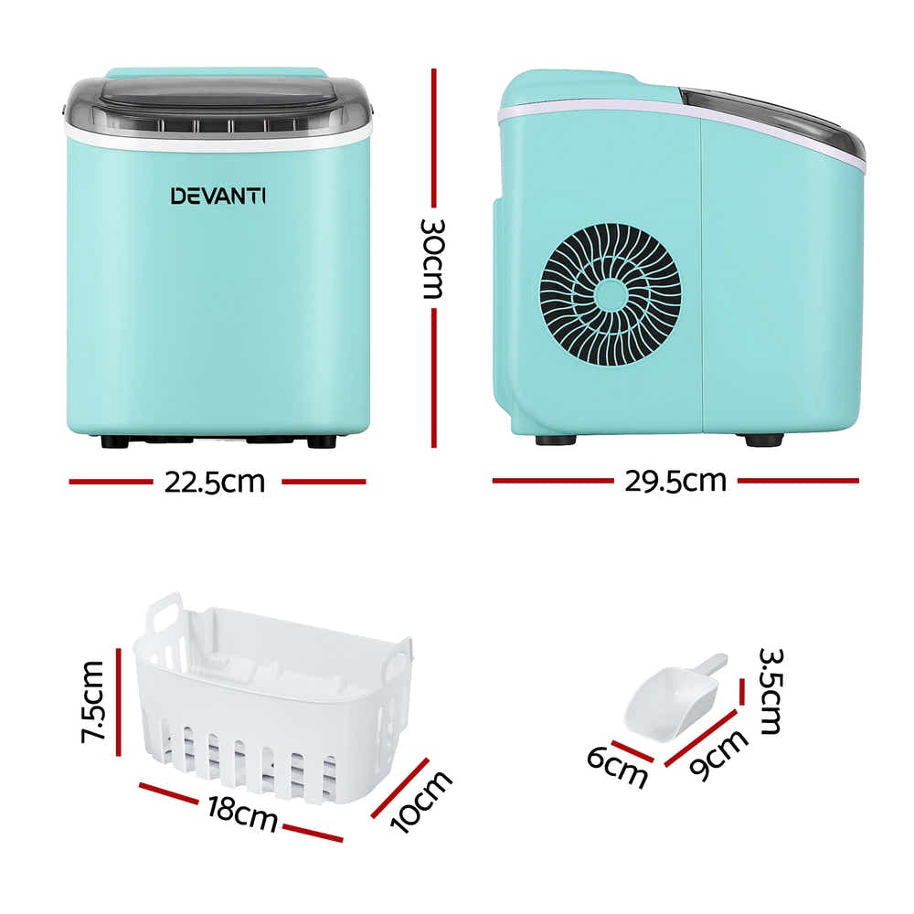 DS NA Devanti 12kg Ice Maker Machine w/Self Cleaning Green