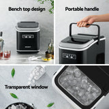 DS NA Devanti Ice Maker Machine Portable 12kg Countertop w/Self Cleaning 1.3L Bl