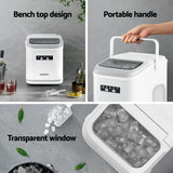 DS NA Devanti Ice Maker Machine Portable 12kg Countertop w/Self Cleaning 1.3L Wh