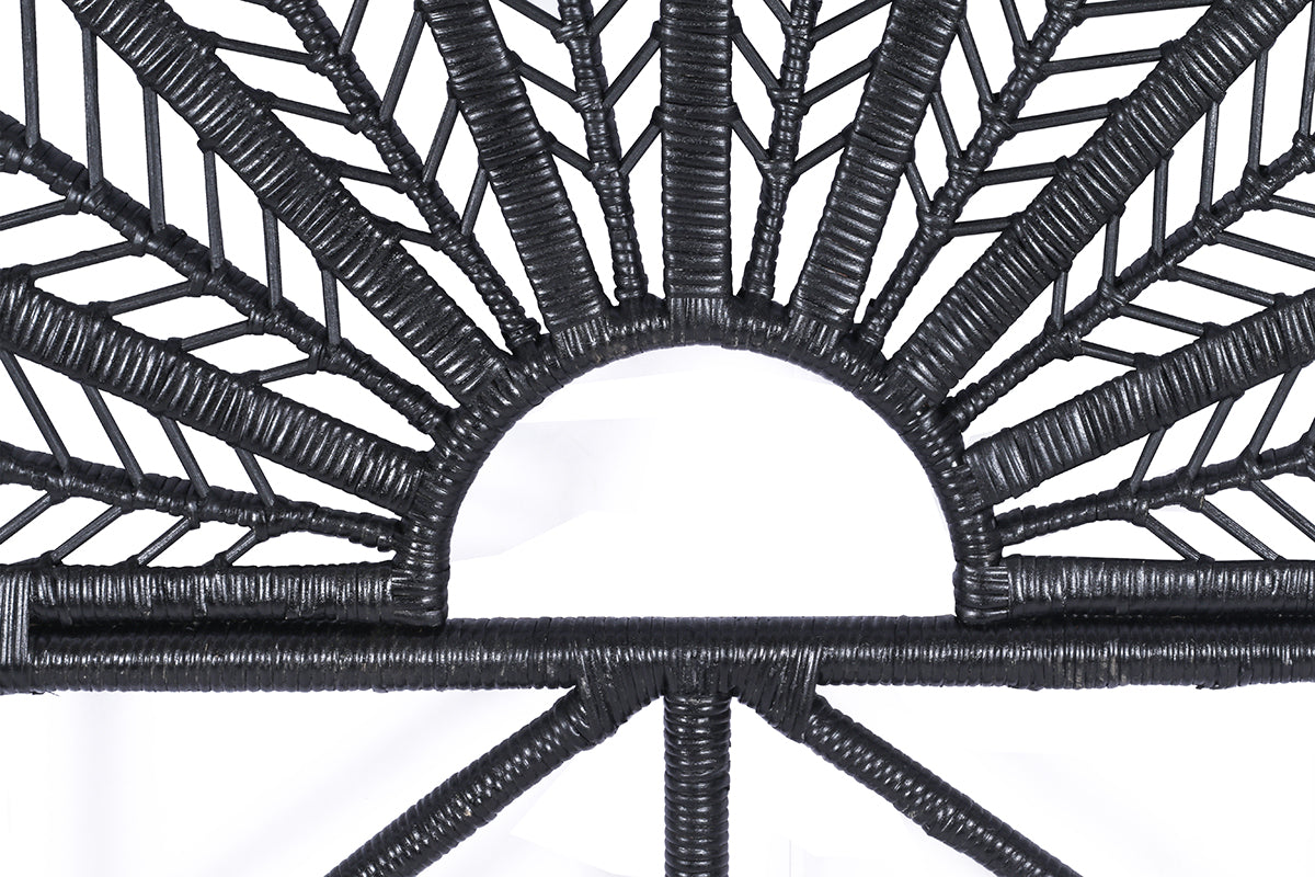 Rattan Headboard Peacock Black - Double