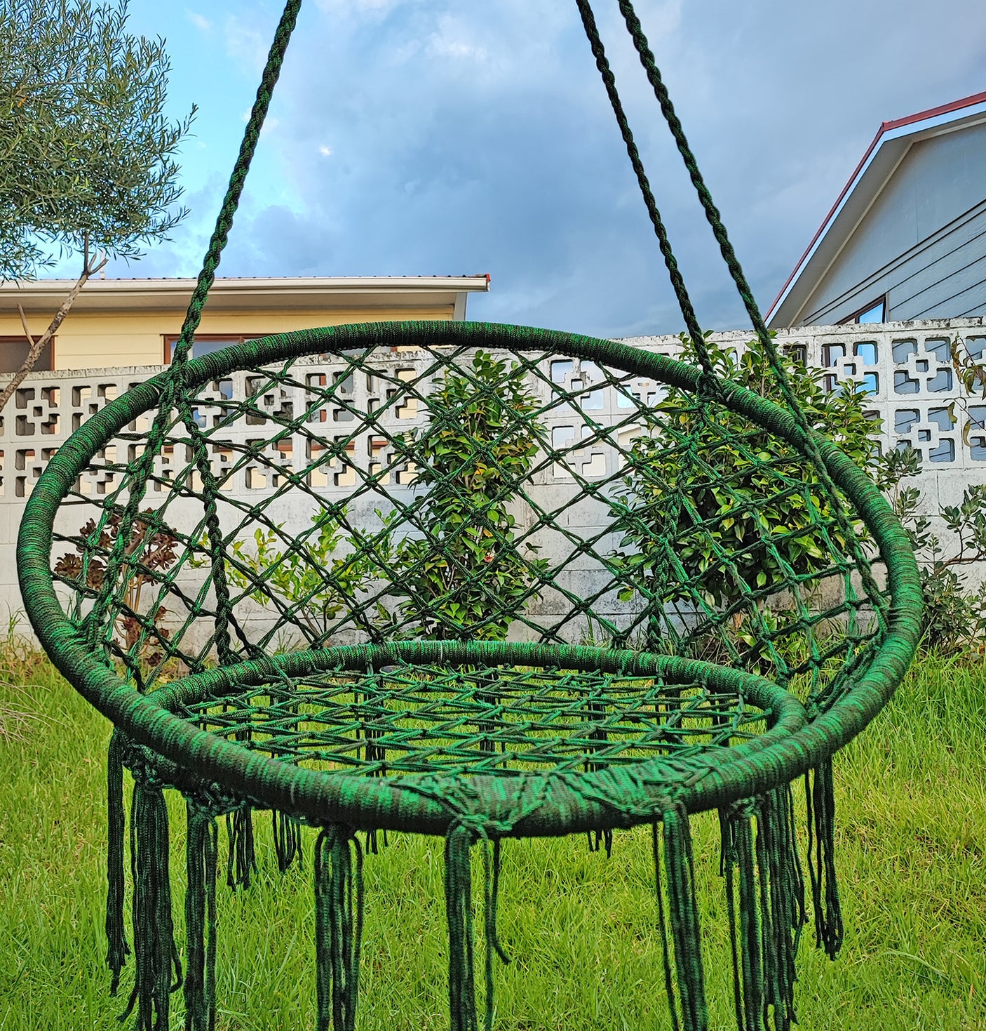 DS BS Handmade Macrame Swing Hammock Chair-Green