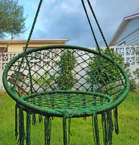 DS BS Handmade Macrame Swing Hammock Chair-Green