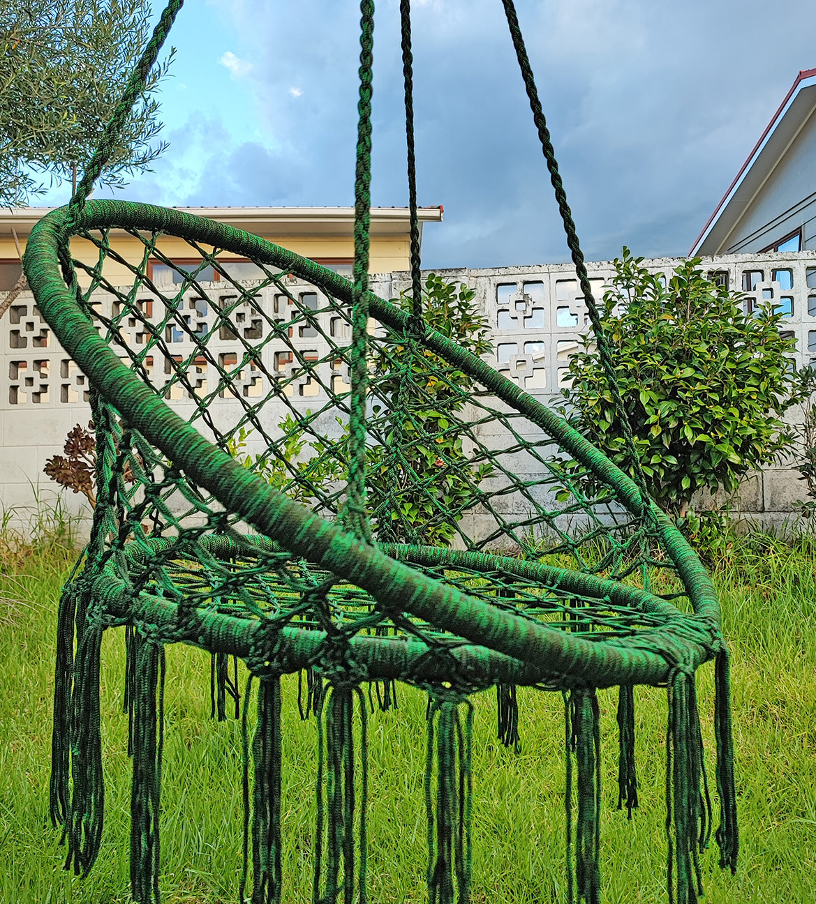 DS BS Handmade Macrame Swing Hammock Chair-Green