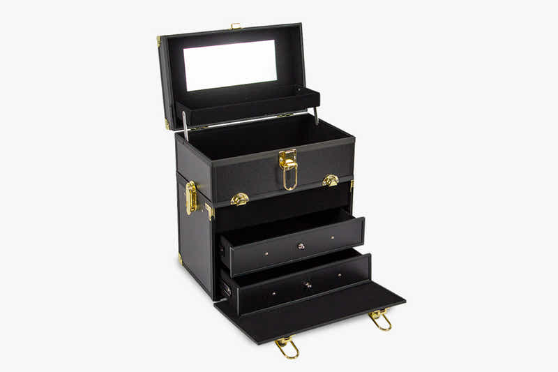 Makeup Case Gold & Black With Drawer