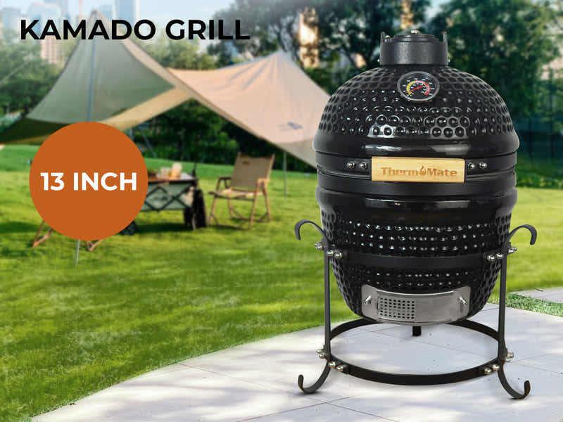 Kamado BBQ Grill Black - 13 Inch
