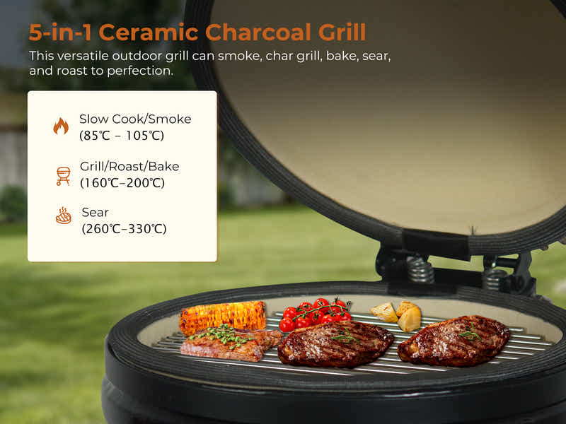 Kamado BBQ Grill Black - 13 Inch